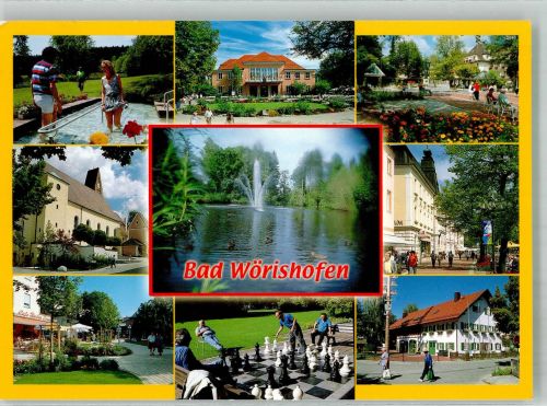 W8939 Bad Wörishofen Kirche St. Justina Kurhaus Wassertreten Kuranlagen Schach Foto AK