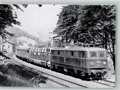 Lokomotive 1141.07 und Diesellokomotive 2020.01 auf der Semmeringrampe Österreich Lokomotive Foto AK