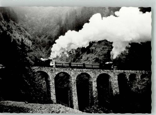 Eisenerz Dampflokomotiven der Erzbergbahn 197.302 und 97.201 auf dem Weiritzgrabenviadukt Fotograf Hübel Zahnradbahn Foto AK