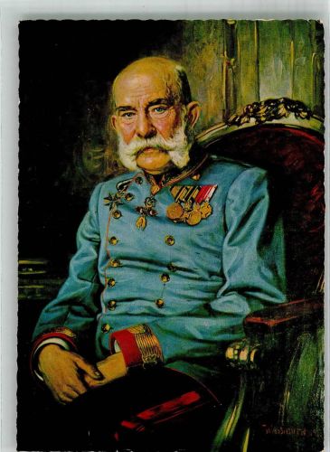 Portrait des Kaisers in Uniform mit Orden Kaiser Franz Josef I. Künstlerkarte