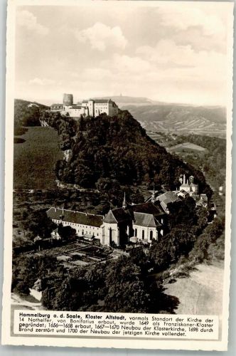 97762 W8783 Hammelburg 1939 Foto AK Fliegeraufnahme von Kloster Altstadt und Schloss Saaleck mit Chronik