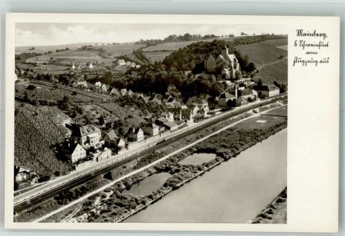 97453 W8722 Mainberg 1940 Foto AK Fliegeraufnahme des Ortes mit Schloss Mainberg