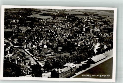 71522 W7150 Backnang 1939 Foto AK Fliegeraufnahme des Ortes mit dem Stadtturm