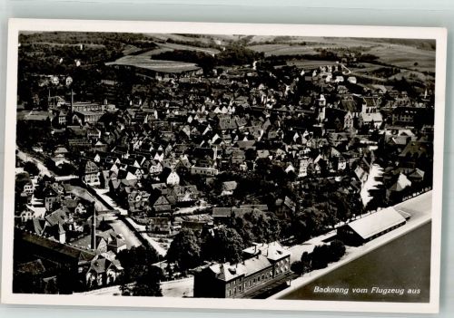 71522 W7150 Backnang 1937 Foto AK Fliegeraufnahme des Ortes mit dem Stadtturm