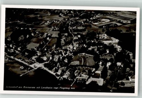 86938 W8913 Schondorf , Ammersee 1939 Foto AK Fliegeraufnahme des Ortes mit dem Landerziehungsheim