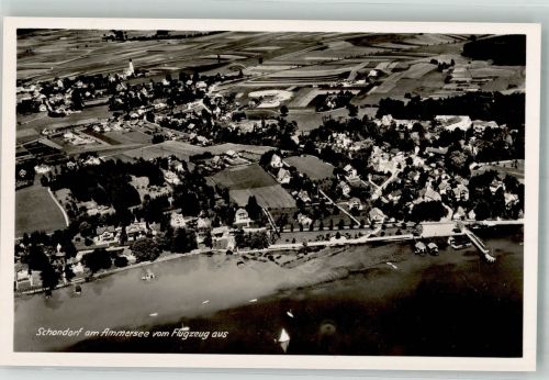 86938 W8913 Schondorf , Ammersee 1939 Foto AK Fliegeraufnahme des Ortes