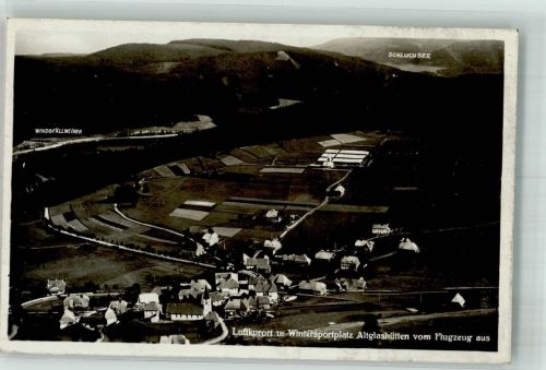 79868 W7828 Altglashütten , Schwarzw Foto AK Fliegeraufnahme des Ortes mit Kirche St. Wendelin und Schluchsee