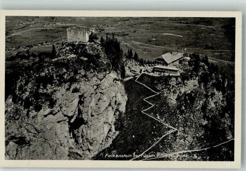 87459 W8962 Pfronten 1941 Foto AK Fliegeraufnahme der Burgruine Falkenstein mit Gasthaus