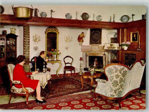 56856 W5583 Zell Mosel Foto AK Altes kurfürstliches Schloss Weinstuben und Hotel Salon