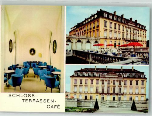 50321 W5040 Brühl , Rheinl Foto AK Schloss-Terrassen-Cafe mit Schloss Augustusburg