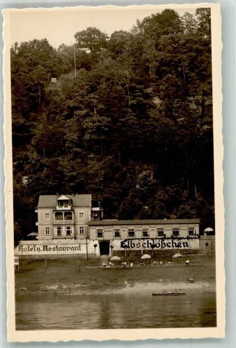 01824 O8324 Rathen Kurort , Sachs Foto AK Hotel Pension Gasthaus Elbschlößchen