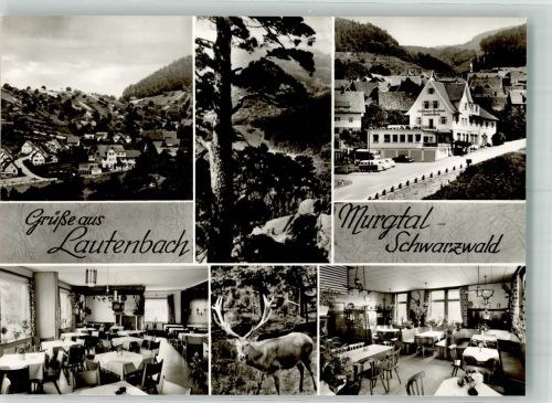 76593 W7562 Lautenbach , Murgtal Foto AK Panorama des Ortes mit Gasthaus Pension Lautenfels