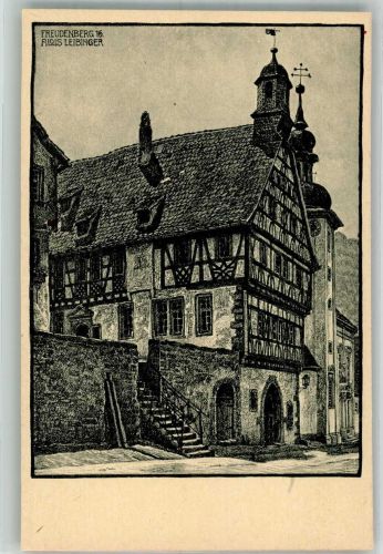 92272 W8451 Freudenberg , Oberpf Künstlerkarte Rathaus sign. Leibinger