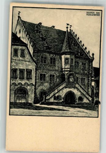 97332 W8712 Volkach Künstlerkarte Rathaus sign. Leibinger