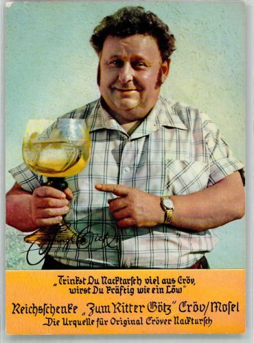 54536 W5563 Kröv Werbe AK Gasthaus Reichsschänke Zum Ritter Götz Wein<<