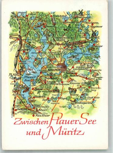 19395 O2864 Plau - Landkarte Plauer See Müritz