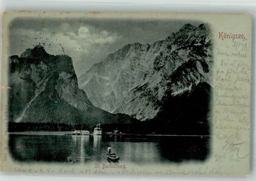 83471 W8240 Schönau a Königssee 1898 Mondschein St. Bartholomäe