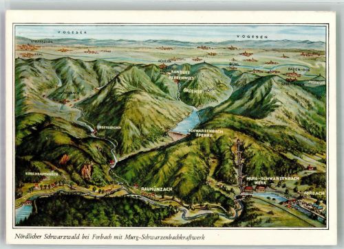 76596 W7564 Raumünzach - Panoramakarte Murg-Schwarzenbachtalsperre