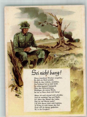 Gedicht Sei nicht bang! von Jürgen Hahn-Butry Soldatenliebe WK II Künstlerkarte