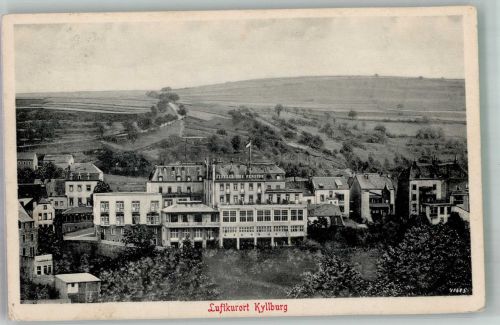 54655 W5524 Kyllburg 1917 - Panorama des Ortes mit Pension Eifeler Hof Zensurstempel WK I
