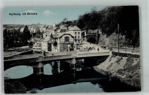54655 W5524 Kyllburg 1917 - Panorama des Ortes mit Kyllbrücke und Eisenbahntunnelportal