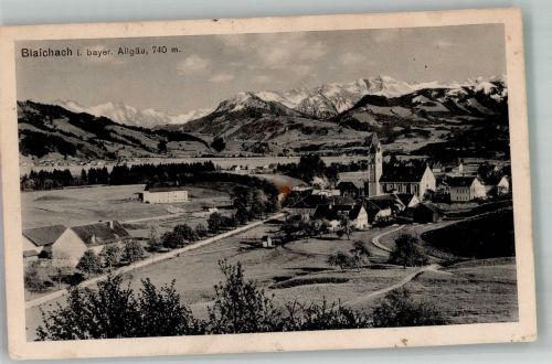 87544 W8976 Blaichach , Allgäu 1916 - Panorama des Ortes mit St. Martin Kirche Fotograf Heimhuber
