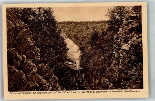 06493 O4301 Alexisbad - Dampflokomotive der Harzbahn im Felsdurchbruch am Klosterkopf