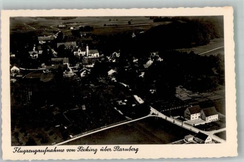 82319 W8130 Söcking , Kr Starnberg 1941 Foto AK Fliegeraufnahme des Ortes mit St. Stephan Kirche