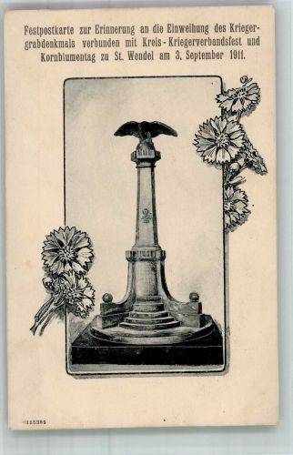 66606 W6690 St. Wendel , Saar Foto AK Kriegerdenkmal Einweihung 1911