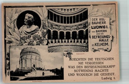93309 W8420 Kelheim 1922 Foto AK Befreiungshalle Bauherr Ludwig I. von Bayern