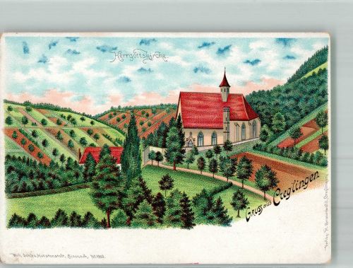 97990 W6993 Creglingen Lithographie Hergotts- Kirche