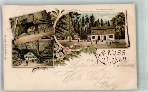 O8320 Bad Schandau Vorläufer Gasthaus zum Kuhstall Sächsiche Schweiz Vorläufer 1896 Lithographie