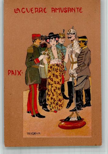 Geishas La Guerre Amusante Paix sign. M Raschka Kunstgeschichte 1902 BOAKC