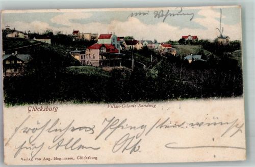 24960 W2392 Glücksburg Ostsee 1902 Foto AK Sandwig Villen Kolonie