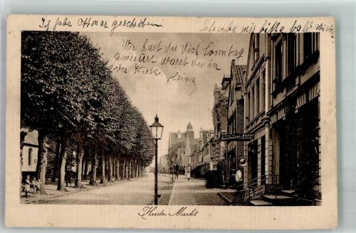 25746 W2240 Heide , Holst 1913 Foto AK Marktpltz Geschäft Friseur Werbung