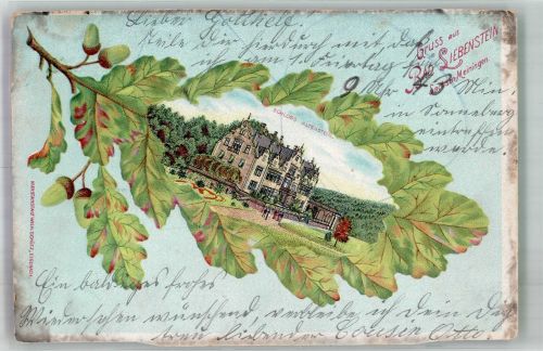 36448 O6202 Bad Liebenstein 1901 Gebrauchsspuren Schloss Altenstein Lithographie beschnitten