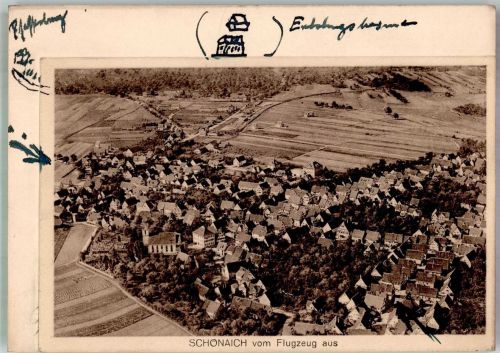 71101 W7036 Schönaich , Württ FOTO KEINE AK Fliegeraufnahme Original aufmontierte Verlagsmusterkarte