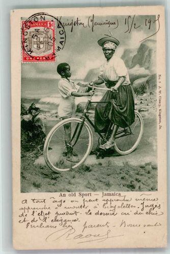 An old Sport - Jamaica Typen mit einem Fahrrad Kolonien 1905