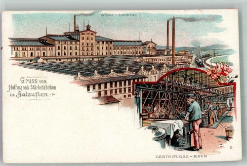 W4902 Bad Salzuflen Fabrik Zentrifugen Raum Nr. 3 Hoffmann´s Stärke 1899 Lithographie