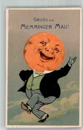 W8940 Memmingen Memminger Mau Mond vermenschlicht PFB 6286 Lithographie Himmelskörper 1909 Prägedruck