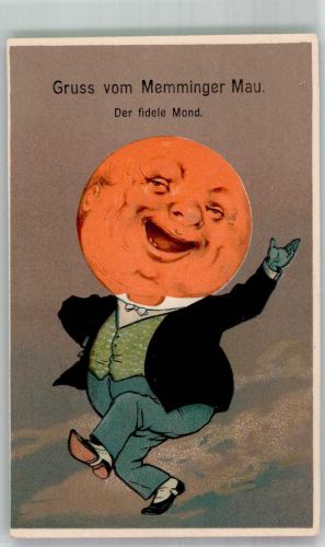 W8940 Memmingen Memminger Mau, der fidele Mond vermenschlicht PFB 6286 Lithographie Himmelskörper 1910 Prägedruck