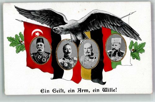 WK I Ein Geist, ein Arm , ein Wille Vierbund Deutsch-Türkische Freundschaft Prägedruck
