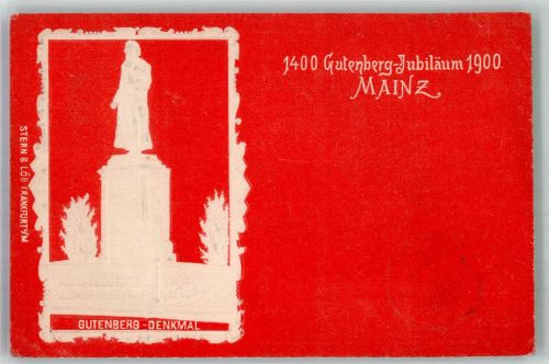 W6500 Mainz a Rhein Reliefkarte 1400 Jubiläum 1900 Gutenberg Prägedruck