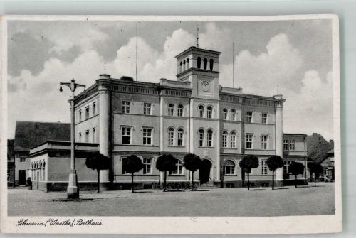 Schwerin a. Warthe Skwierzyna 1941 Foto AK Rathaus