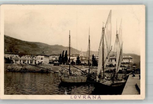 Lovrana Laurana 1917 Foto AK Marineschiffspost S.M.S. Spalato Pola WK I Hafen