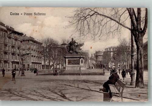 10100 Torino Turin 1911 Foto AK Denkmal Reiterstandbild Piazza Solferino