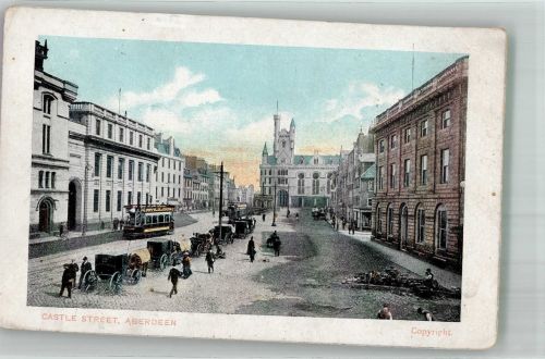 Aberdeen Foto AK Straßenbahn Kutschen Castle Street