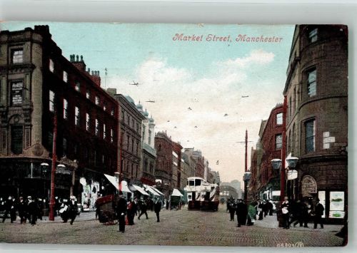 Manchester 1909 Foto AK Straßenbahn Market Street