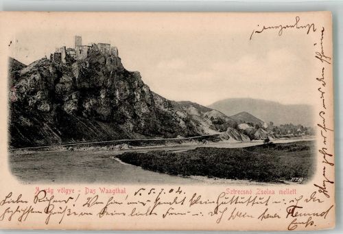 Trencin Trentschin 1904 Foto AK Burg Ruine Waagtal