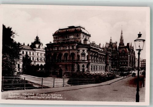 Liberec Reichenberg i. Böhmen Foto AK Rathaus Stadttheater